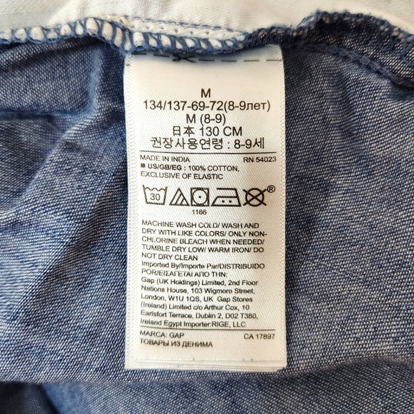 🌸 💙 GAP Kids Cotton Denim Blue Jumpsuit, Size 8 ~ EUC - Picture 8 of 10